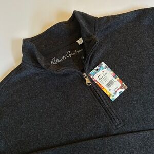 Robert Graham Kenwood Black Heather Quarter Zip Pullover Sweater Classic Fit Lg
